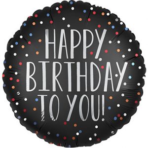 Круг Нappy Вirthday Сатин чорний горошок США An