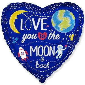 Серце на синьому фоні "love you to the moon & back"