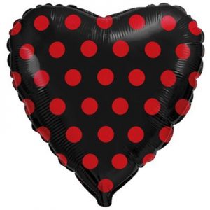 Серце в червоний горошок на чорному фоні