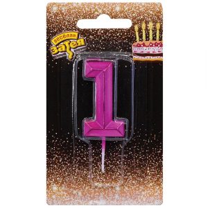 Свічка 4,5см - Діамант Маджента "1"