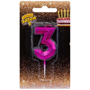 Свічка 4,5см - Діамант Маджента "3"