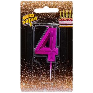 Свічка 4,5см - Діамант Маджента "4"