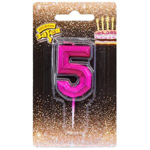 Свічка 4,5см - Діамант Маджента "5"