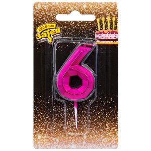 Свічка 4,5см - Діамант Маджента "6"