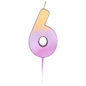 Свічка 6,7см - Омбре рожеве золото "6"