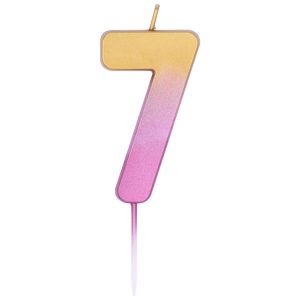 Свічка 6,7см - Омбре рожеве золото "7"