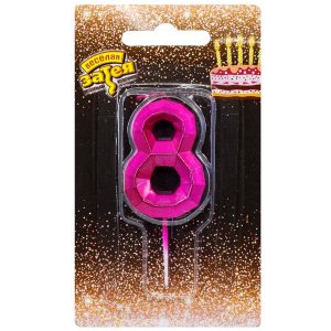 Свічка 4,5см - Діамант Маджента "8"