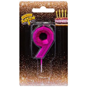 Свічка 4,5см - Діамант Маджента "9"