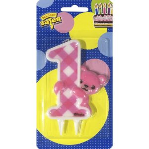 Свічка для торта 1рік Ведмежа дівчинка 10х7см 1шт