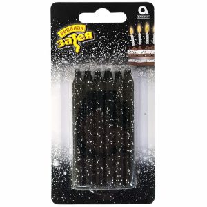 Свічка для торта Чорний блиск 8см 12шт