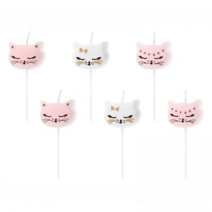 Свічки для торта Кішка рожевий мікс 2см 6шт