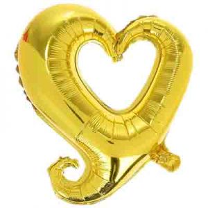 Серце металік золоте вензель 79см