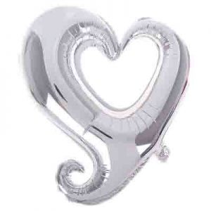 Серце металік срібне вензель 79см