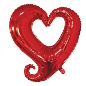 Серце металік червоне вензель 79см
