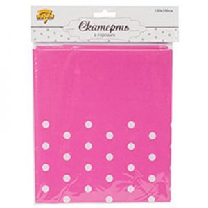 Скатертина Рожева в горошок 130х180см
