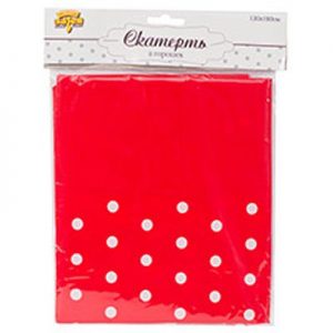 Скатертина білий горошок - Червона 130х180см