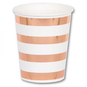 Стаканчики Рожеве золото в полоску 210мл 6шт
