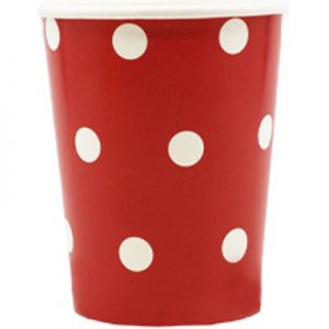 Стаканчики білий горошок Червоний 250мл 6шт