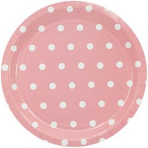 Тарілочки Світло рожевий в горошок 23см 6шт