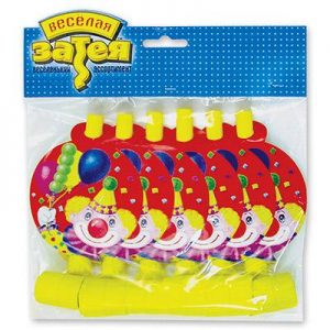 Язичок-гудок з карткою Клоун з кульками 6шт