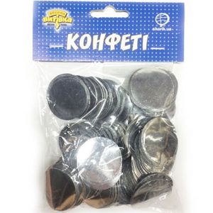 Конфеті великі кружечки срібло 3,5см 100г