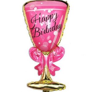 Келих шампанського рожевий Happy Birthday K