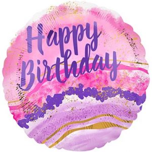 Круг Happy Birthday Мармурова акварель США