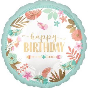 Круг Happy Birthday Стиль бохо (дівчинка) сатин блакитна США