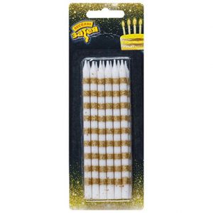 Свічки прості Смужки золото 12см 12од.