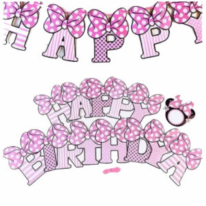 Паперова гірлянда Happy Birthday Мінні Маус рожева 4,5м
