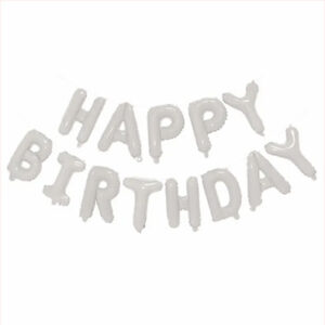 Фольгована гірлянда Happy Birthday білі літери 35см