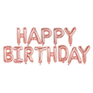 Фольгована гірлянда Happy Birthday рожеве золото літери