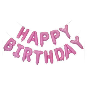 Фольгована гірлянда Happy Birthday рожеві літери 35см