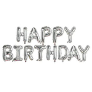 Фольгована гірлянда Happy Birthday срібні літери
