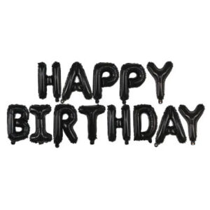 Фольгована гірлянда Happy Birthday чорні літери