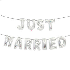 Фольгована гірлянда JUST MARRIED срібні літери