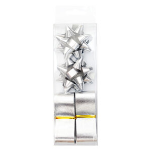 Набір подарунковий 2-бантики і стрічка срібний