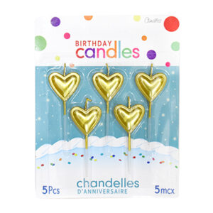 Набiр свiчок - Серця золоті 5шт