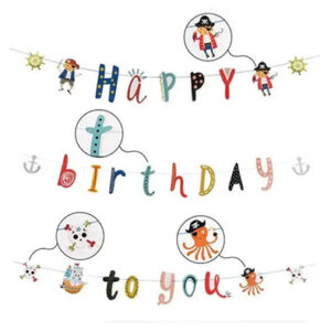 Паперова гірлянда HAPPY birthday to you Піратська тематика 3м