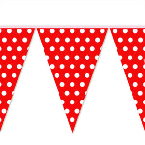 Паперова гірлянда вимпел Червона в білий горошок