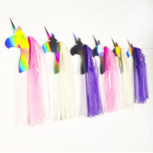 Паперова гірлянда золотий Єдиноріг з кісточками