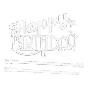 Топер  Happy Birthday біла деревяна