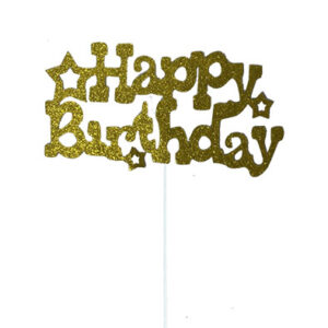 Топер  Happy Birthday з глітером золото