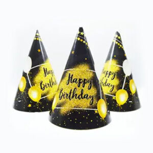 Ковпак чорний з кульками Happy Birthday