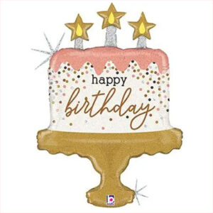 Торт Happy Birthday рожево золотий G