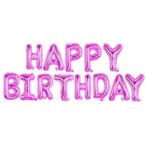 Фольгована гірлянда Happy Birthday металік фуксія літери 35см