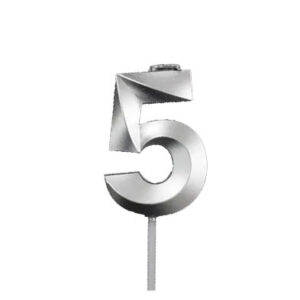 Свічка міні 5см - Срібна грань "5"
