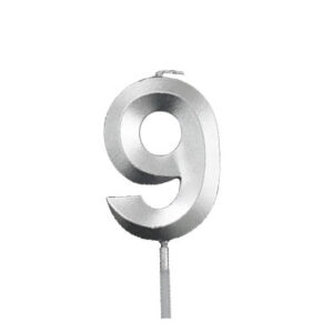 Свічка міні 5см - Срібна грань "9"