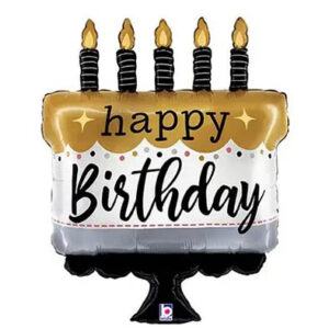 Торт Happy Birthday чорно - золотий G