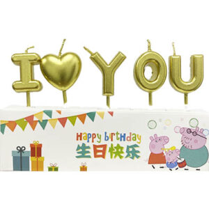 Свічки для торту I love you золоті 3см